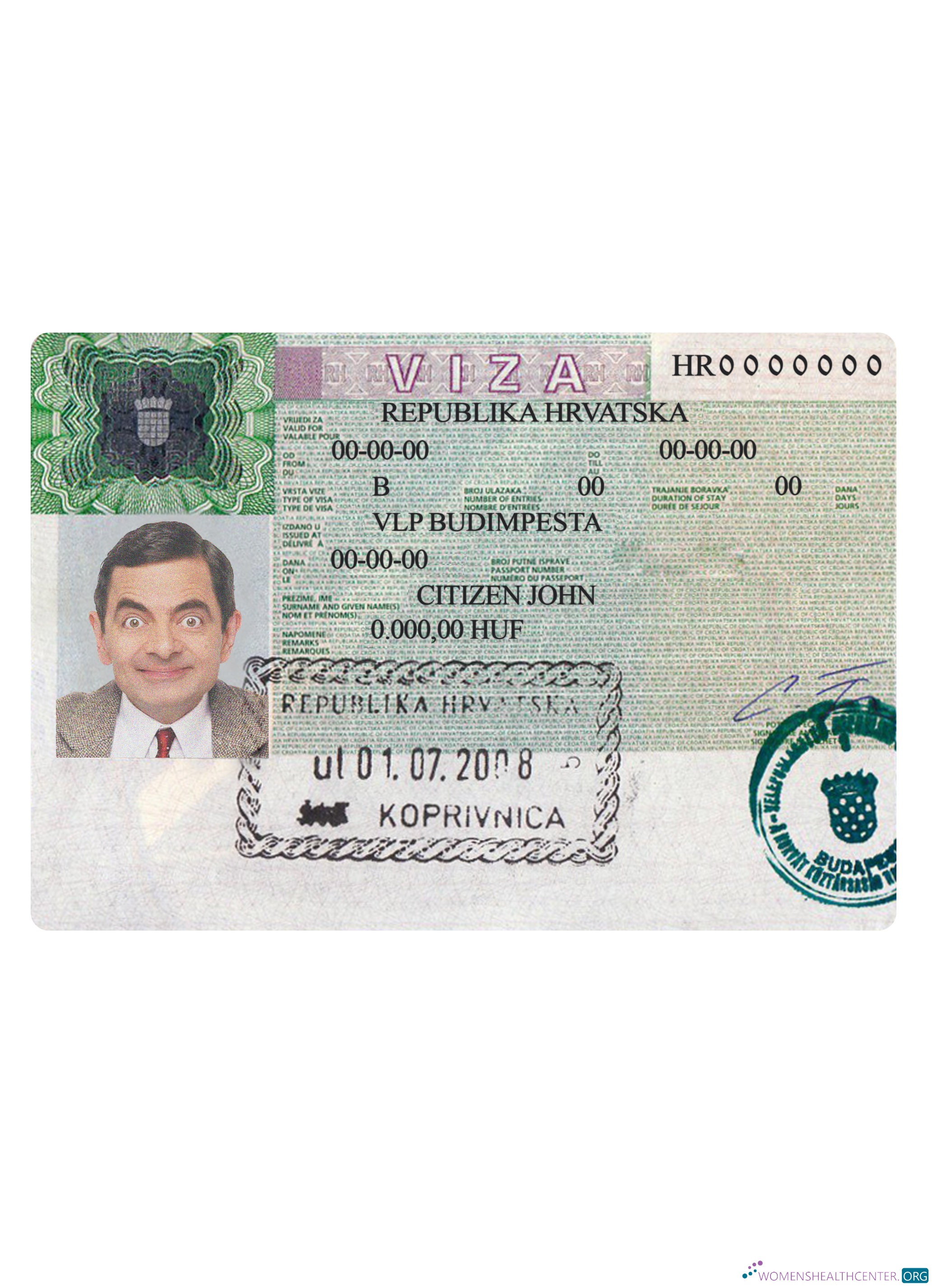 Download Croatia tourist visa Photoshop template